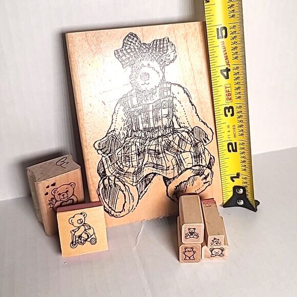 VTG Lot Of 7 Rubber Stamps Teddy Bears Heart Bear Stamp Stamping Scrapbooking - Picture 2 of 10
